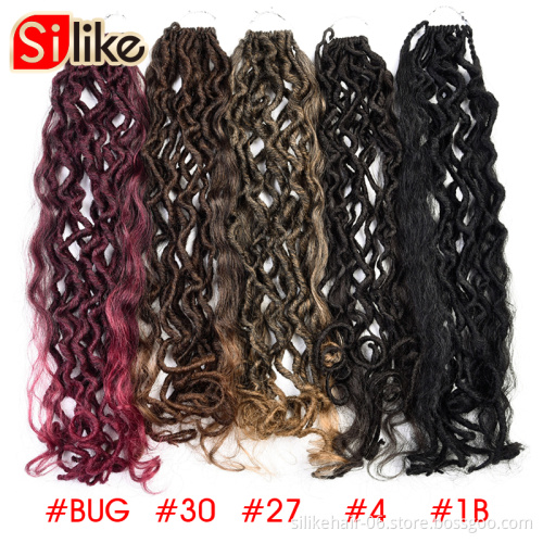 Faux Locs with Curly Ends Crochet Twist Braiding Hair Synthetic Goddess Locs Hair 18 Inches 12 Stands Goddess Locs Crochet Hair
